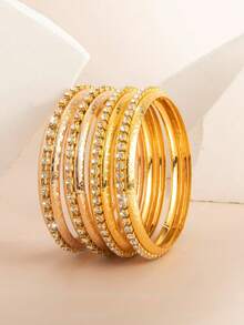 2pcs Bling Bling Elegant Glitter Palace Style Claw Chain Wide Bracelet - one-size - View 4