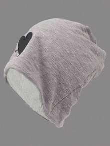 1件新款针织无檐帽，防风睡帽，宽松百搭，保暖帽，心形帽，男女皆宜。