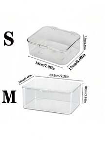 1pc Transparent Desktop Storage Box With Flip Cover, Dust-Proof Organizer Box. Multifunctional Home Mini Medicine Storage Box For Cosmetics, Face Masks, Stationery, Sundries, Etc. - Multicolor - View 3