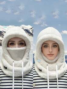 1pc New Winter Beanie Hat For Women, Outdoor Cycling Ear Warmer Windproof Scarf Integrated Plush Earflap Balaclava Women Clothing Winter Valentines Gift - Multicolor - View 10