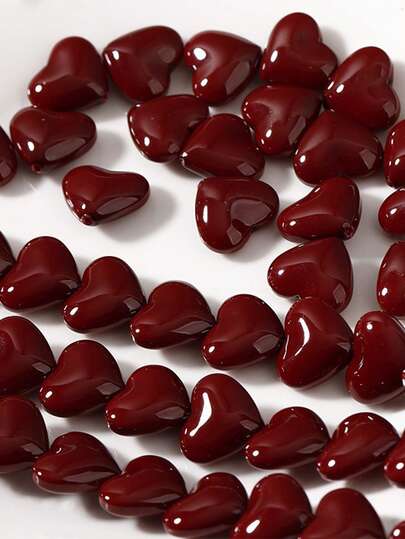 2/5颗情人节心形珠子，用于制作珠宝手链，红色玻璃心形隔珠，DIY吊坠耳环，手工礼物