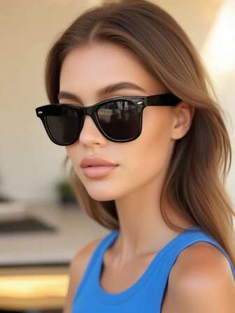 一副方形休闲时尚眼镜，采用优质材料制成，佩戴舒适，时尚便携，适合日常生活、海滩、驾驶、露营、聚会、徒步旅行、户外运动和户外旅行。