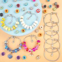 1/4/8/12pcs DIY Charm Bracelet Kit, Stainless Steel Adjustable Snake Chain With Heart Extender, Jewelry Making Supplies For Personalized Crafts, Casual Style - Silver - View 8