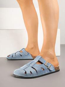 Soft Strappy Clogs Women's Summer Casual Shoes - Blue - View 2
