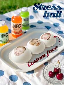 1个定制趣味表情减压球 - 个性化恶搞照片软球，适合成人和青少年，10x4.5厘米，白色，送给朋友的趣味礼物，办公室恶作剧，缓解焦虑，可爱的桌面装饰 - 客製化頭部 - 查看 3