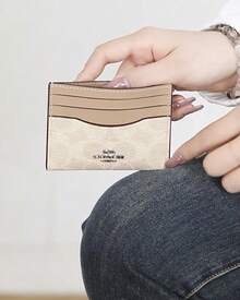 Coach Mini Skinny Id Case Monogram PVC Pocket Wallet for Women Credit Card Holder - 白色 - 查看 2