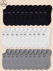 1 Pair/20 Pairs/30 Pairs Black, White, Gray Waist Cinching Bow Pattern Socks, Suitable For Dress Shoes, Sneakers, Platform Shoes, Outdoor Sports & Fitness Wear, Casual Business Commute Travel, Unisex Campus Daily Sports Essential, Soft Skin-Friendly Breathable Moisture-Wicking Odor-Resistant Low-Cut Non-Slip Invisible Ankle Socks - Multicolor - View 16