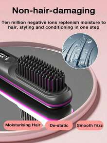 Portable Wireless Hair Straightening Brush, Compact Hair Straightener, Women's Hot Brush Hair Straightener, 3 Temperature Settings, Lightweight And Portable, Up To 20 Minutes Of Use After Full Charge, Best Gift For Women - Multicolor - View 5