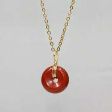 1 Piece Natural Amethyst Donut Pendant, Protective Healing Crystal Jewelry Gift, Round Safety Buckle, Natural Stone, Amethyst, Tiger's Eye, Rose Quartz Necklace Pendant, Women's Holiday Gift