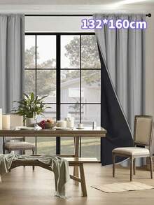 Blackout Solid Color Curtains With Sun Protection And Heat Insulation Layer, Rod Pocket Design, Suitable For Living Room, Bedroom, Kitchen, Bathroom, Home Decor, Excellent Light Blocking Performance, Suitable For Small Windows And Floor-To-Ceiling Windows - Multicolor - View 14