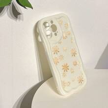 Una funda para teléfono con un patrón de copo de nieve dorado resistente a impactos, una funda de protección creativa personalizada y elegante, con protección contra golpes y caídas, duradera y resistente a las manchas, compatible con XR/X/XS/XS Max.|11/11 Pro/11 Pro Máx|12/12 Pro/12 Pro Máx| 13/13 Pro/13 Pro Max.| 14/14 Pro/14 Plus/14 Pro Máx.| 15/15 Pro Max/15 Pro/15 Plus| 16/16 Pro/16 Pro Max/16 Plus| 17/17 Pro/17 Pro Max/17 Air Esperando modelos de .Estilo crema, éxito de  de moda, nuevo modelo 2025, regalo ideal para familiares, amigos, mujeres y hombres - Blanco 1220 - Ver 5