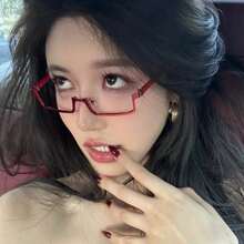 Royal Sisters Punk Style Half-Rim Glasses - High-End Transparent Lenses, No Power Needed, Fashionable Literary Decoration,  Accessory, Stylish Glasses, Durable Eyewear - 彩色 - 查看 5