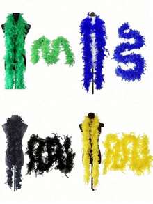 Écharpe en plumes, accessoire de décoration de fête DIY, écharpe en plumes colorées, décoration d'écharpe, convient pour l'anniversaire, Halloween, Noël, les courses, le thé de l'après-midi, le Nouvel An, les concerts, la décoration d'intérieur, le mariage de danse, les performances sur scène, les costumes et accessoires de carnaval, les fournitures de fête - Multicolore - Voir 10