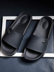 男士运动拖鞋，耐用加厚EVA鞋底，轻便休闲室内外凉鞋，适合夏季户外、海滩和休闲场合 - 黑色 - 查看 4