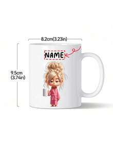 Personalized Coffee Mug 11oz - Custom Name Ceramic Cup With Cute Slouchy Girl Design, Dishwasher & Microwave, Leak-Proof For Hot/Cold Drinks, Office, Home, Birthday, Christmas Gift, Coffee Bar Accessories, Office Drinkware, Playful Illustration, Durable Drinkware - Multicolor - View 11