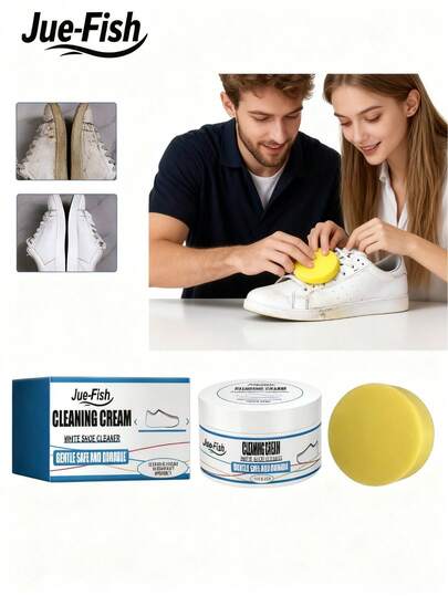100g White Shoe Cleaning Cream, Deeply Cleaning, Multi-Functional, Brightening, Whitening, Stains, Yellow Fade & Odor Remover, Polishing