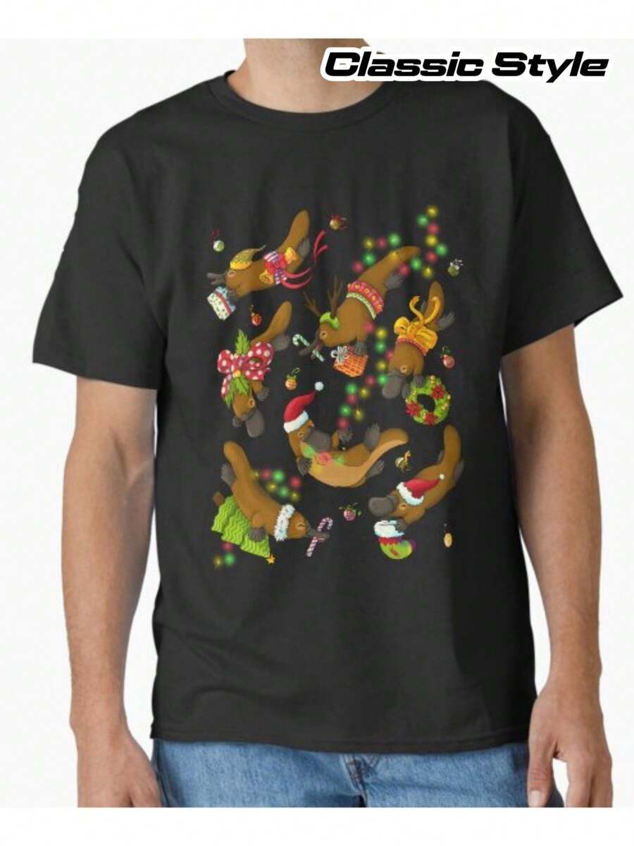 Camiseta clásica de Navidad de Platypus - Negro - Ver 1