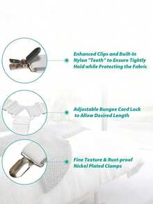 1Pc Triangle Quilt Holders, Metal Clip Adjustable Elastic Band Quilt Fixing Tool, Practical Invisible Anti-Slip Sheet Straps, Suitable For Sofa Cushions, Quilt Sheets, Home Textiles, Household Items-White - White - View 4