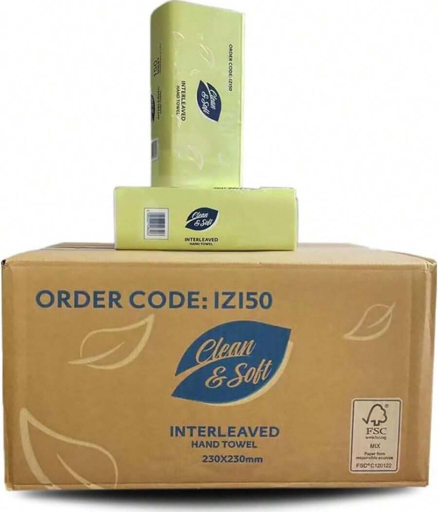 Finesse Hand Paper Towel - 12 Packs 23 X 23cm / 200 Pack / 2400 Sheet Per Carton, Disposable, Paper Guest Towels, Fast Hand Drying Home, Kitchen, Bathroom, Office, Healthcare Facilities