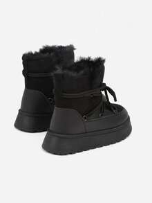 Thick Sole Snow Boots With Fur For Daily Wear - Black - View 6
