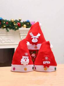 圣诞节卡通帽子节日聚会庆祝帽可爱带灯圣诞老人雪人驯鹿红色装饰帽家庭圣诞装饰 - 彩色 - 查看 7