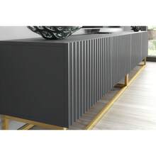 Ripple Duo TV Unit 200cm - Modern Fluted Design With Push To Open Doors - Dark Grey - View 5