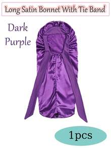 nunify Gorro de dormir de satén y seda larga, gorro de dormir para mujeres, gorro de dormir de seda con cordón, adecuado para trenzas y cabello rizado, gorro de dormir de satén de talla grande con cordón elástico