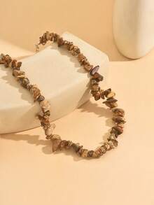 1 件波西米亚风格复古优雅不对称红珠项链，适合女性日常佩戴或派对