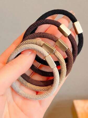 5 Pcs High Elastic Hair Ties, Simple And Versatile, Style, Exquisite Ponytail Hair Ties Hair Accessories ,Hair Elastics ,Hair Rubber Bands ,Scrunchies ,Hair Rope