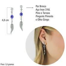 Women's Set: Earrings And Necklace With Cubic Zirconia, Evil Eye, And Pepper, Stainless Steel Costume Jewelry - 銀色 - 查看 3