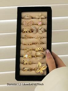 1 pieza Anillo de declaración de flor de serpiente de circonita de cobre de lujo para mujeres, joyas de anillos apilables de uso diario de moda y de alta calidad, chapado en oro de 18K