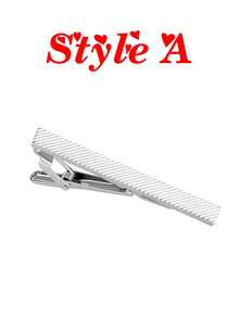 1/4pcs Men's Tie Clip Set, Father's Day Gift, 2.3 Inch Silver Tie Bar Clips, Metal Clasp, Business Professional Fashion Design - Silver - View 10