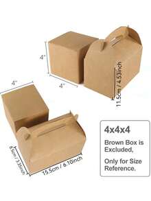 10个/1个棕色牛皮纸尖顶盒 - 适用于儿童生日派对、婚礼、婴儿派对，尺寸为6.2 x 3.5 x 3.5英寸，婚礼和生日用品，家居和派对装饰