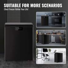 WANAI 3.5 CU.FT. Refrigerator With Digital Control, Compact Fridge With 2 Baskets, Free Standing Top Open Door Deep Freezer, Black - US A Type Plug(110-127V) - View 8