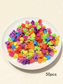 15/50pcs Vibrant Candy Color Flower Hair Clips, Cute & Hiphop Small Design Hair Accessories For Girls, Suitable For Festivals, Parties, Casual Occasions - Multicolor - View 15