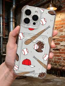 1 pieza Funda protectora, funda transparente para celular, con ranura para tarjeta, carcasa de TPU silicona resistente a golpes "Funda de teléfono con diseño de béisbol, estilo deportivo casual y clásico estadounidense, ideal para hombres y parejas, temática de juego y equipo, regalo perfecto para temporada de fiestas, compatible con Galaxy A21/A24/A25/A32/A34/A35/A54/A55, Galaxy S25/S24/S23/S22/S21 Ultra/Plus, compatible con iPhone16/15/14/13/12/11/XS/XR/X/PLUS/PRO/PROMAX, agarre cómodo, regalo de temporada para amigos, novia, novio, familia" - transparente - Ver 7