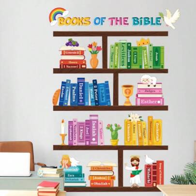Religious Classroom Decals Peel And Stick, Church Wall Dr Stickers Books Of The Bible Learning Bulletin Board Sunday Party Supplies For Christian Vacation Bible Chalkboard Dr,28252722