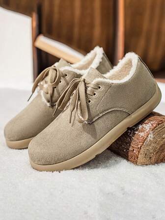 Men's Thick Thermal Lined Snow Boots, Retro British Style Casual Warm Driving Shoes For Winter