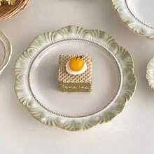 Vintage Embossed Ceramic Coffee Cup And Saucer Set - French Retro Style, Multi-Purpose For Coffee, Desserts, Sparkling Water, Ice Cream, Cold Drinks, Ideal For Home, Gatherings, Parties, Gifting, Weddings & Work - Multicolor - View 8