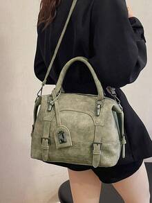 New Vintage Casual Women Handbag Boston Bag For Work Commute, With Shoulder Strap