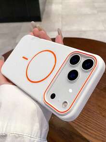 1个极简哑光亲肤无线充电磁吸手机壳，兼容 17 Air 16 15 14 13 12 Pro Max Plus，柔软硅胶后盖 - 白色 - 查看 1