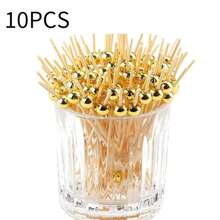 10/50/100/200支装金色蛋糕水果签 - 优雅甜点、派对装饰、生日婚礼装饰，经久耐用，适用于蛋糕、花卉、婚礼装饰，时尚牙签，坚固设计，甜点爱好者的必备品 - 金色 - 查看 13
