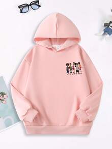 Áo nỉ nữ tuổi teen họa tiết hoạt hình hoài cổ, bắt mắt, phong cách hoạt động học đường, mềm mại và thoải mái, mặc hàng ngày. - Hồng - Xem 2