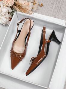 Women's Chunky Heel Sandals, New Versatile French Open Toe Square Toe Roman Sandals, Fashionable Outdoor Non-Slip Rubber Sole Gentle High Heel Ladies' Niche Design High-End Sandals - Brown - View 11