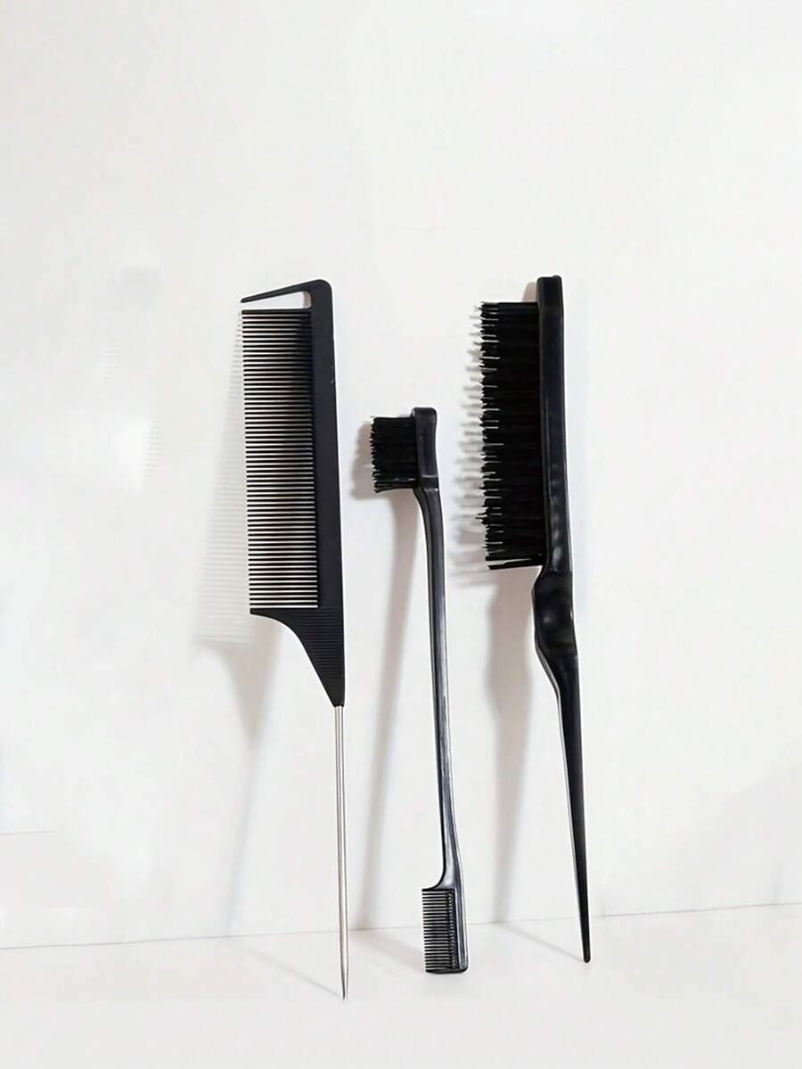 Set de 3 piezas/1 pieza Cepillo de cerdas, Peine de cola de rata de acero, Peine de gancho tejido, Cepillo profesional de cerdas de crin sin perfume para peluquería, para cabello grueso/fino, Peine sin electricidad para degradado y limpieza de maquinilla, Herramienta alisadora para peinado liso antiestático, Herramienta de masaje del cuero cabelludo para peinado y peluquería, Cepillo para el cabello de mujeres, Cabello, Viaje, Herramientas para el cabello, Artículos para el cabello, Barbero, Accesorios de barbería, Barbería, Equipo de peluquería