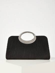 Noctella Sparkly, Elegant And Sophisticated Handbag, Ashimmering, Minimalist Pleated Shoulder Bag,Suitable For Women's Parties, Weddings, Dinners, Banquet Bags, Suitable For Party Girls And Women, Suitable For Women, Very Suitable For Parties, Weddings, Dances, Dinners/Banquets, The Best Gift For Women - Black - View 2