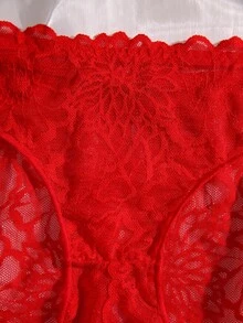 Plus Size Women's Hollow-Out Sheer Lace Open-Crotch Panties, Sexy Seamless Underwear