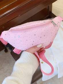 Fashionable Star Decor Fanny Pack, Adjustable Strap, Suitable For Casual Outings To Carry Lipstick, Phone, Coins, Unisex Mini Chest Bag