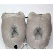 Cartoon Full Covered Cat Slippers Warm Winter Slides Soft Plush Doll Indoor Cute Anime Bedroom Shoes For Man Woman Home Use - A - Xem 5