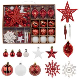 73Pcs Christmas Ball Party Favors, Multi-Item Party Favor Packs For Christmas, Shatterproof Christmas Ball Ornaments Set, Christmas Party Favors Bulk For Christmas Tree Party Holiday Indoor Decor